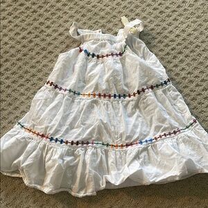 Matilda Jane White Dress with Multicolor Embroidery